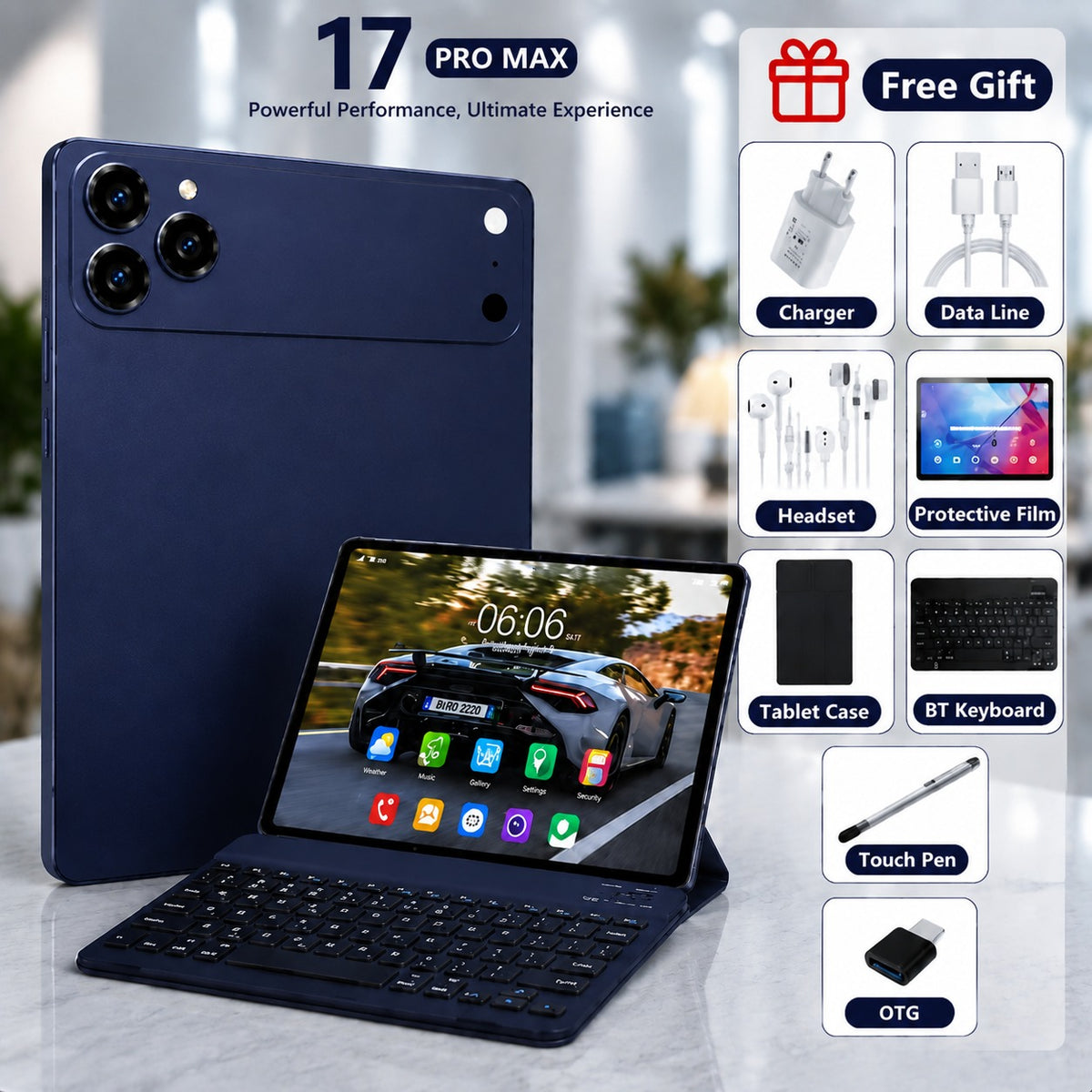 17Pro Max Tablet - 8GB Ram 512GB Storage - 10.1" FHD+ Display- 12000mAh Battery