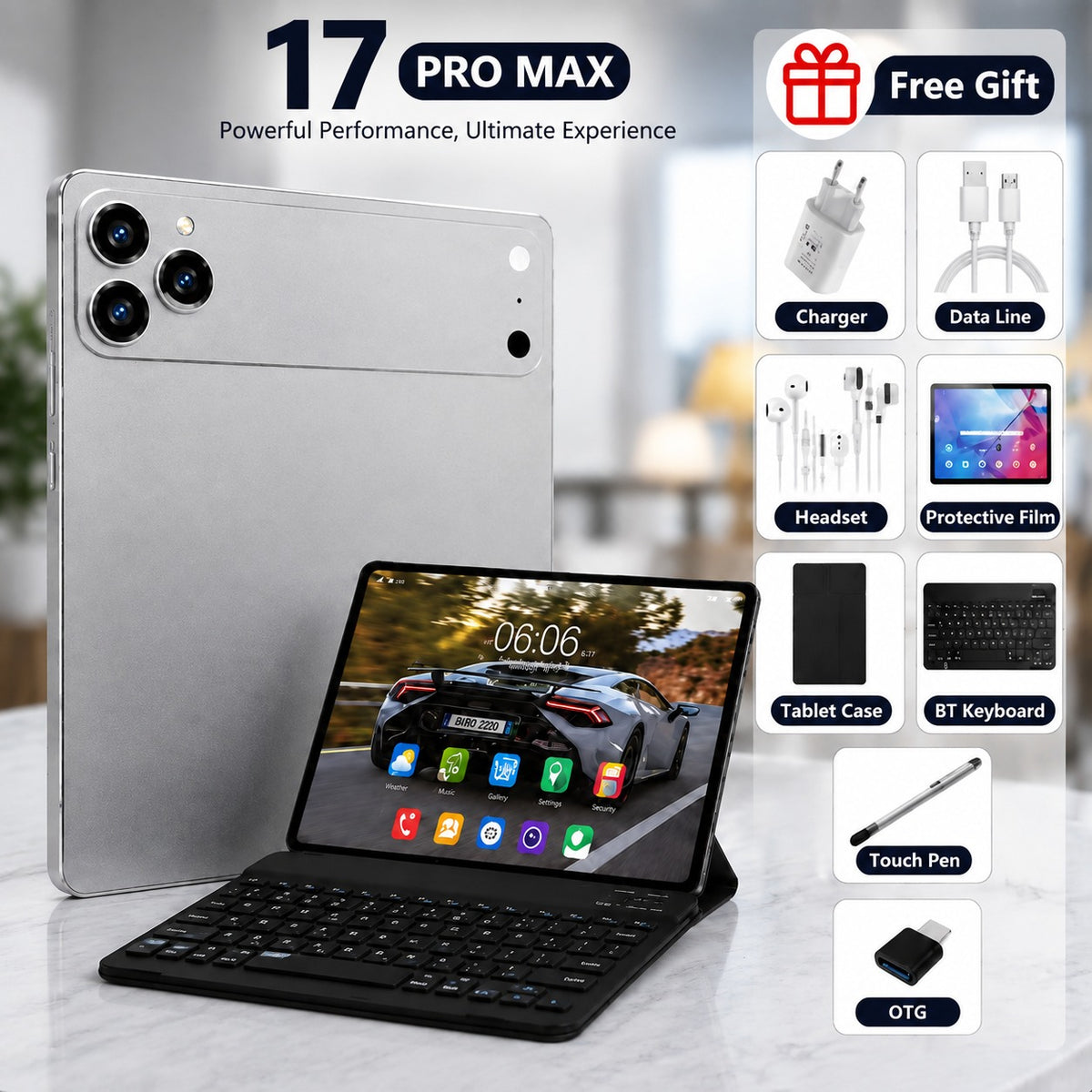 17Pro Max Tablet - 8GB Ram 512GB Storage - 10.1" FHD+ Display- 12000mAh Battery