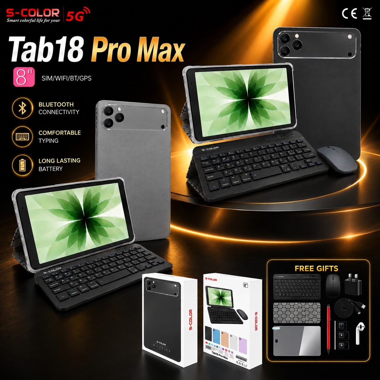 Tab18 Pro Max Tablet - 8GB RAM 512GB Storage - 5G SIM Support - Keyboard & Mouse Included