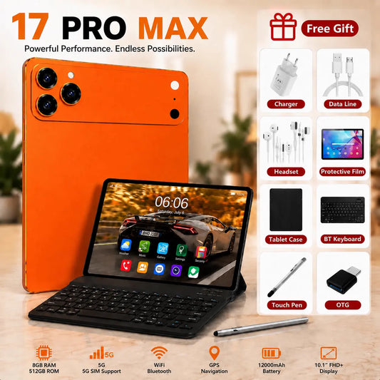 17Pro Max Tablet - 8GB Ram 512GB Storage - 10.1" FHD+ Display- 12000mAh Battery