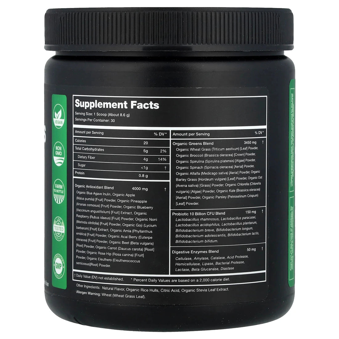Super Greens With Superfoods, Probiotics & Enzymes, Natural Berry