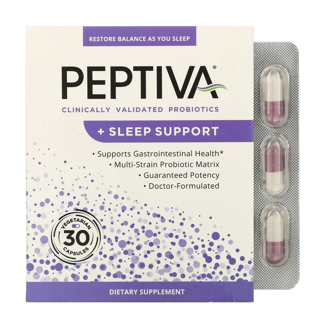 Peptiva 26 Billion Multi-Strain Probiotic and Sleep Support 30 Capsules