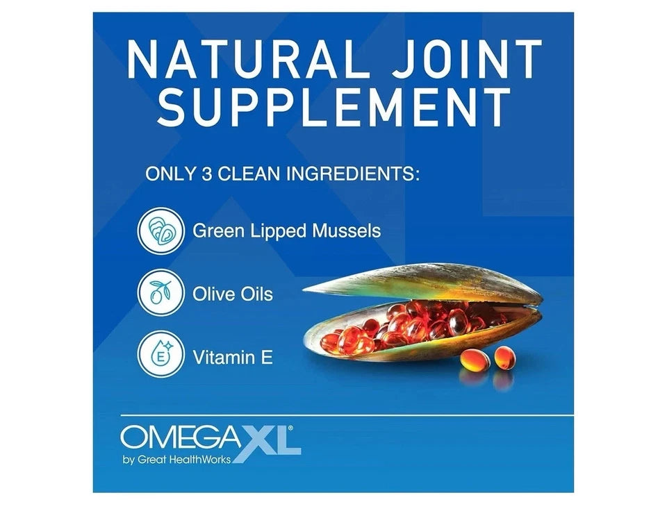 STOCK. Omega XL Natural Joint & Muscle Aid 60ct Softgels, FREE SHIPPING USA Plus